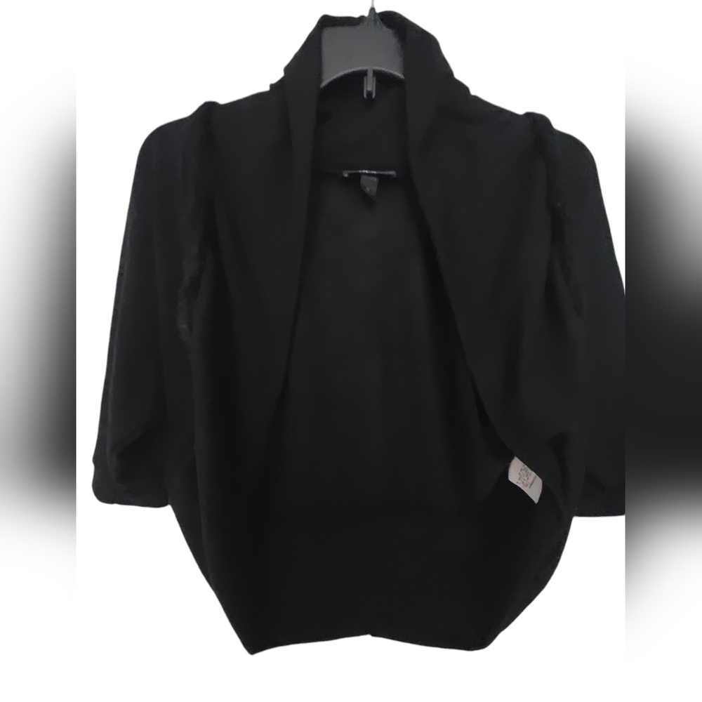 BCX Women's Cropped Cardigan Shrug Black Size Medium